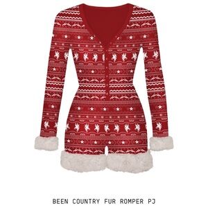 Cowboy Carter Been Country Holiday Red Fur Romper PJ + Been Cozy Hat (SOLD OUT)